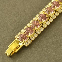 Or 9Ct. rempli : Bracelet aux zirconium rose sertis