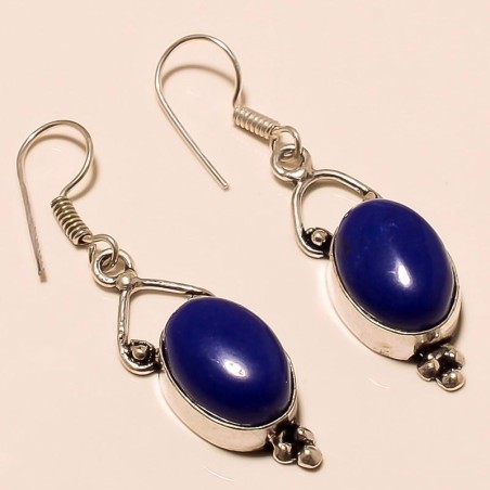 Boucles d’oreilles en Lapis-lazuli montées sur argent .925 sterling