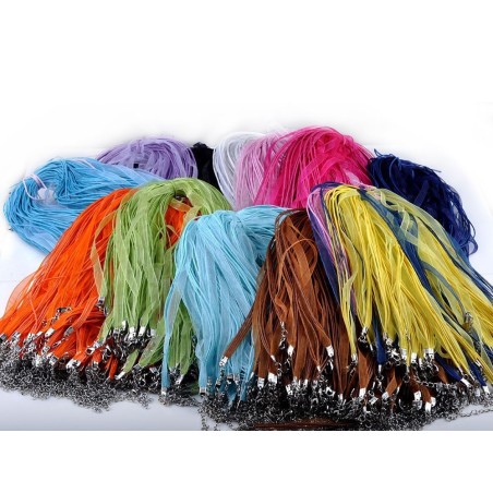 Tour de cou en organza et coton ciré - Différentes couleurs disponibles