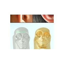 LOT : boucles d'oreilles tête de mort 2 pièces : 1 dorée + 1 argentée