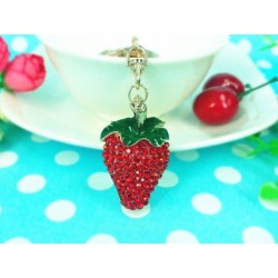  porte-clés "FRAISE" strass.||Bijou de sac