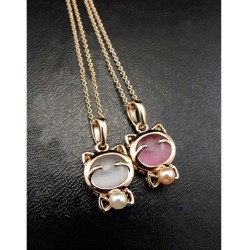 Collier petit chat rose ou blanc