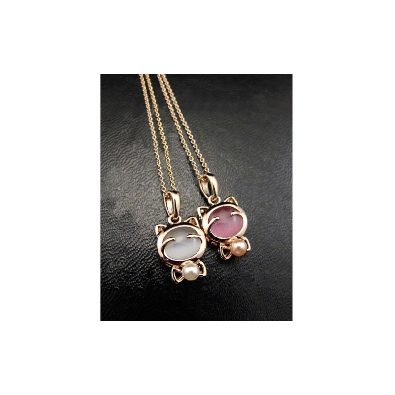 Collier petit chat rose ou blanc