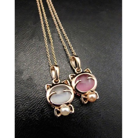 Collier petit chat rose ou blanc