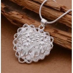 Coeur en dentelle Argent .925 - Collier pendentif élégant||Coeur en dentelle Argent .925 - Collier pendentif élégant