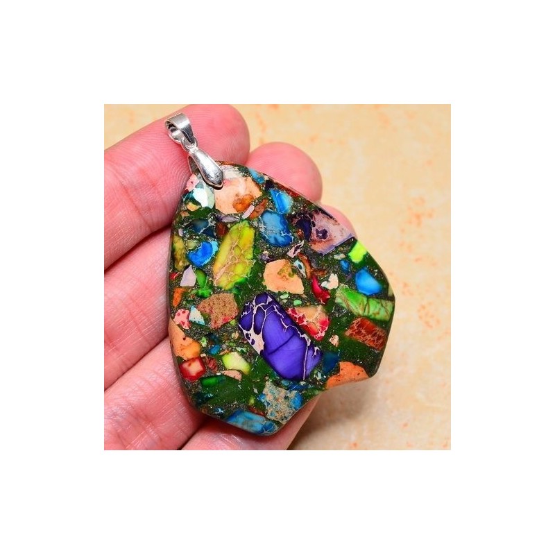 Pendentif MULTICOLORE monté avec son anneau