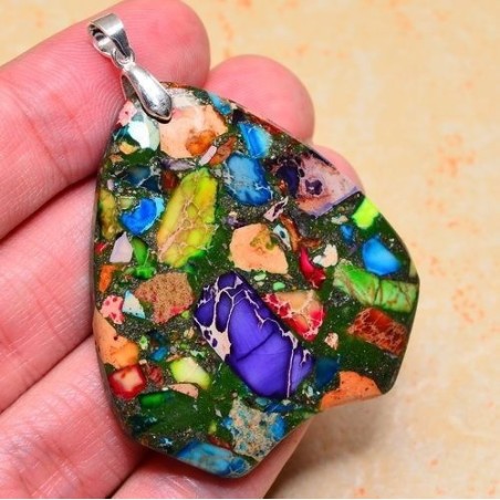 Pendentif MULTICOLORE monté avec son anneau