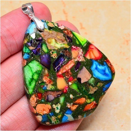 Pendentif MULTICOLORE monté avec son anneau