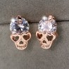 Clou d'oreille TETE DE MORT or rose 14Ct. filled avec strass