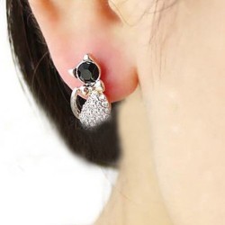 Boucles d'oreilles CHATS noirs et strass