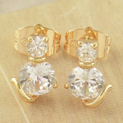 Plaqué or 9Ct. CHAT - Boucles d'oreilles CHAT strass Zirconia