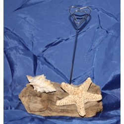  métal et coquillages||Porte-photo en bois flotté