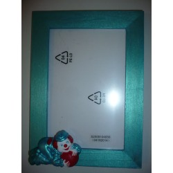  peint à la main monté sur cadre photo en bois peint ||petit clown moulé plâtre