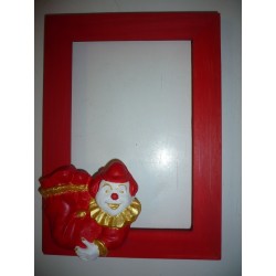  peint à la main monté sur cadre photo en bois peint ||petit clown moulé plâtre