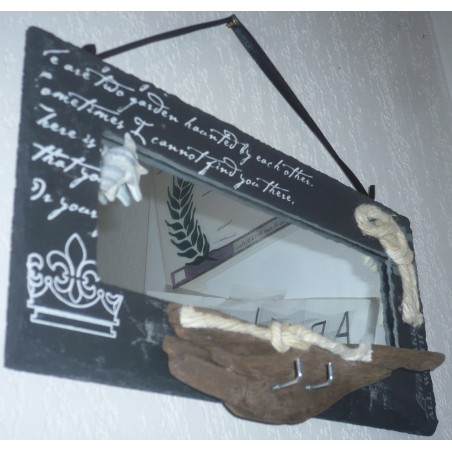 Ardoise miroir bois flotte
