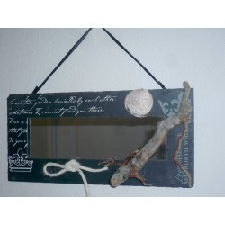 yeux en emeraude naturelle - Ardoise miroir bois flotte " Salamandre "