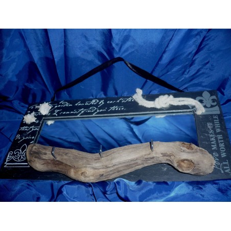 Pièce unique Ardoise miroir bois flotte||Pièce unique Ardoise miroir bois flotte