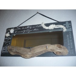 Pièce unique Ardoise miroir bois flotte " serpent "