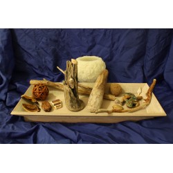 Kit : bois flotté, plateau et photophore