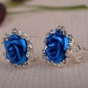 Boucles d'oreilles fleur rose : bleu electrique