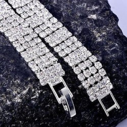 Bracelet " Rivière de diamant" torsadé - Strass fantaisie - Or blanc rempli