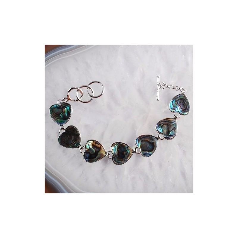 BRACELET COEUR en ABALONE  PAUA superbement monté||BRACELET COEUR en ABALONE  PAUA superbement monté