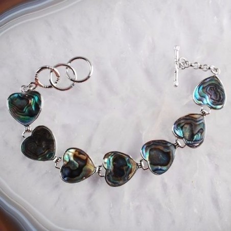 BRACELET COEUR en ABALONE  PAUA superbement monté||BRACELET COEUR en ABALONE  PAUA superbement monté