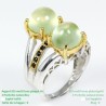 Prehnite et Saphirs !!! Une merveille pour cette somptueuse bague pierre précieuse & semi-précieuse. .925 Argent poinçonné - Pla