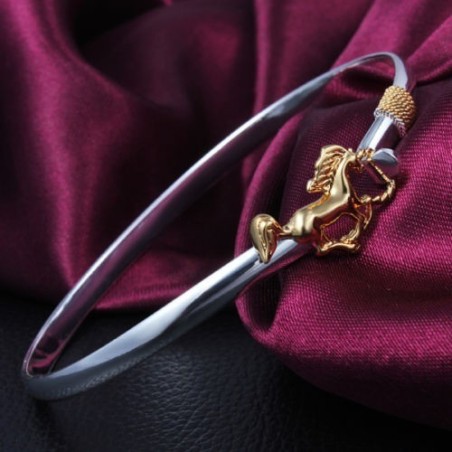 Bracelet "Cheval" en argent poinçonné .925 - bicolore or et argent - Très classe, tout en raffinement