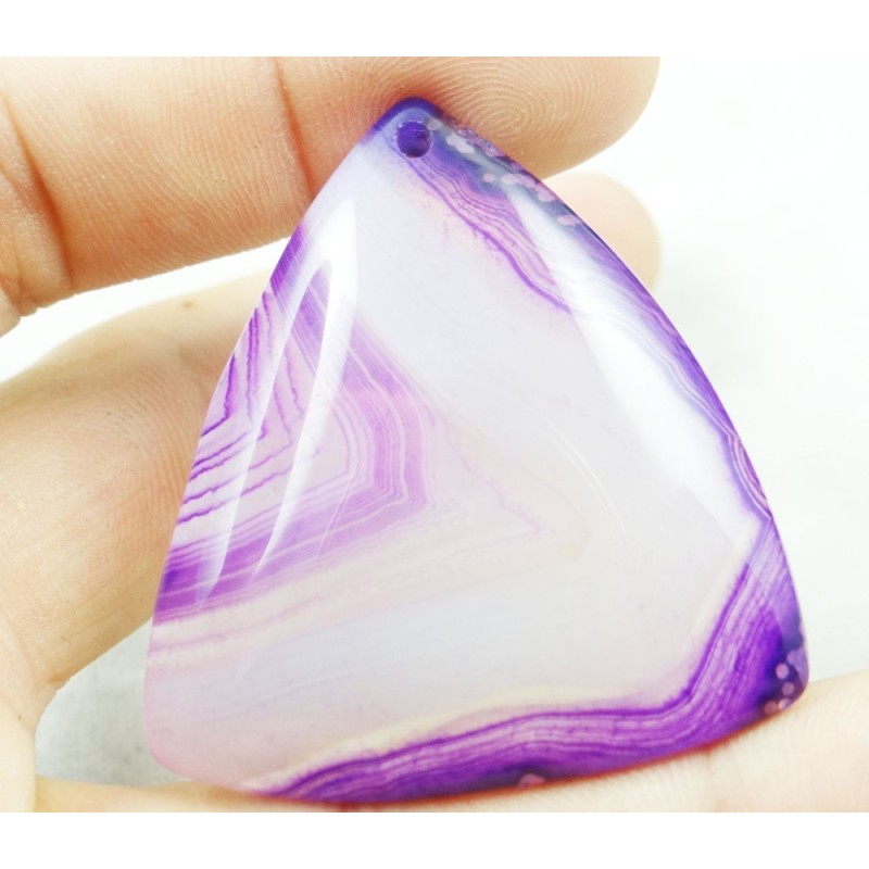 45 X 42 X 6 mm Pendentif AGATE VIOLET BLANC superbe monté avec sa bélière