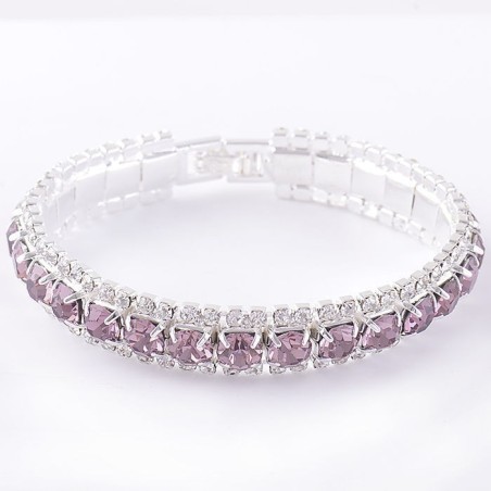 Plaqué argent : Bracelet aux zirconium pourpre / violet sertis