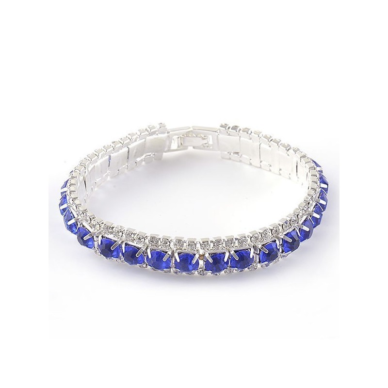 Plaqué argent : Bracelet aux zirconium bleu saphir sertis