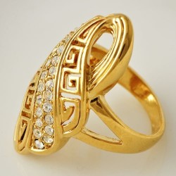 Bague 54.5 - Plaqué Or jaune rempli/ filled 9K avec des Zirconium (unisexe)