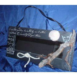 yeux en emeraude naturelle - Ardoise miroir bois flotte " Salamandre "