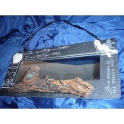 Emeraude naturelle - Pièce unique Ardoise miroir bois flotte " pteranodon "