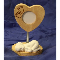 Porte-photo avec son bébé moulé en plâtre - Cadeau de naissance