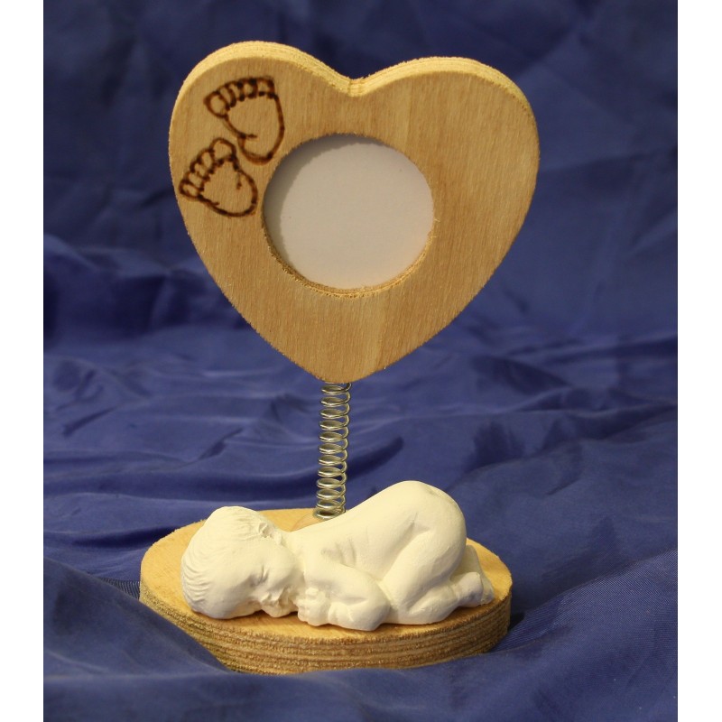 Porte-photo avec son bébé moulé en plâtre - Cadeau de naissance