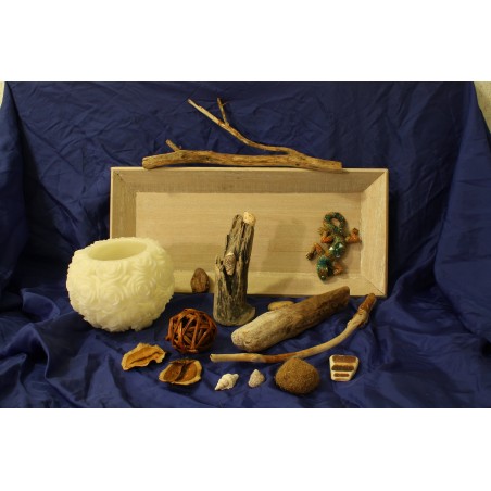 Kit : bois flotté, plateau et photophore