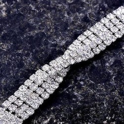Bracelet " Rivière de diamant" torsadé - Strass fantaisie - Or blanc rempli