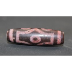  tibetain - 6 yeux - tibetan Cinabre (Cinnabar)||DZI -Perle sacrée ancienne
