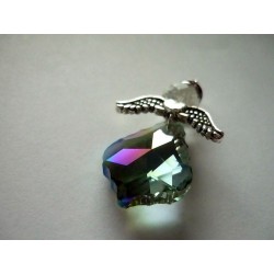 Ange gardien swarowski ailes métal, auréole strass blanc