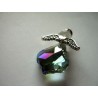 Ange gardien swarowski ailes métal, auréole strass blanc