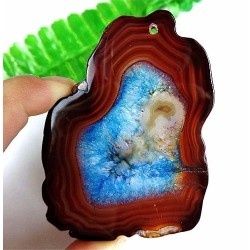 Geode Agate druzy Irregulière montée en pendentif - 62 grammes||Geode Agate druzy Irregulière montée en pendentif - 62 grammes