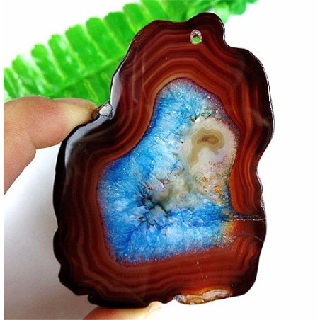 Geode Agate druzy Irregulière montée en pendentif - 62 grammes||Geode Agate druzy Irregulière montée en pendentif - 62 grammes