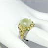 Emeraude et prehnite somptueuse bague pierre précieuse et semi-précieuse. 925 Argent poinçonné. Placage: Or 34.75 Carats