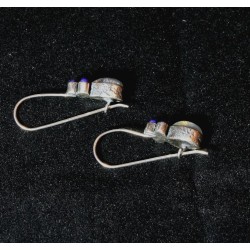 Parure Pierre de Lune : Pendentif + Boucles d'oreille avec Lapis lazuli montés sur argent massif 925. Une merveille à ne pas man