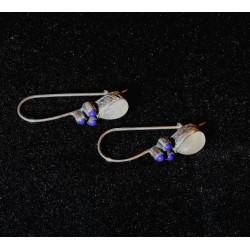 Parure Pierre de Lune : Pendentif + Boucles d'oreille avec Lapis lazuli montés sur argent massif 925. Une merveille à ne pas man