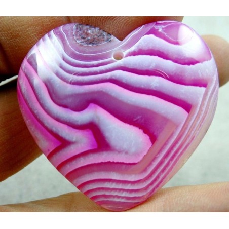 Coeur rose + Chaine : belles stries : 42x45mm + Avec sa chaine argent .925 "snake" collier pendentif