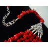  fermoir en S - 5 rangs sur le devant : 16 à 32 cm||Collier de chips de corail rouge