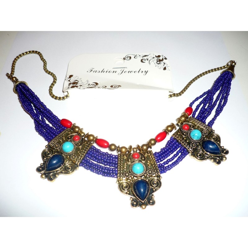 Parure 3 pièces : Collier - Bague - Bracelet tibetain argent 925 : Corail